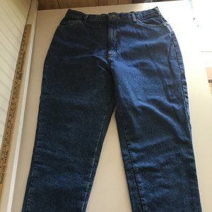 LL Bean Women's Red Plaid Flannel Lined Denim Jeans Size 18 35x30